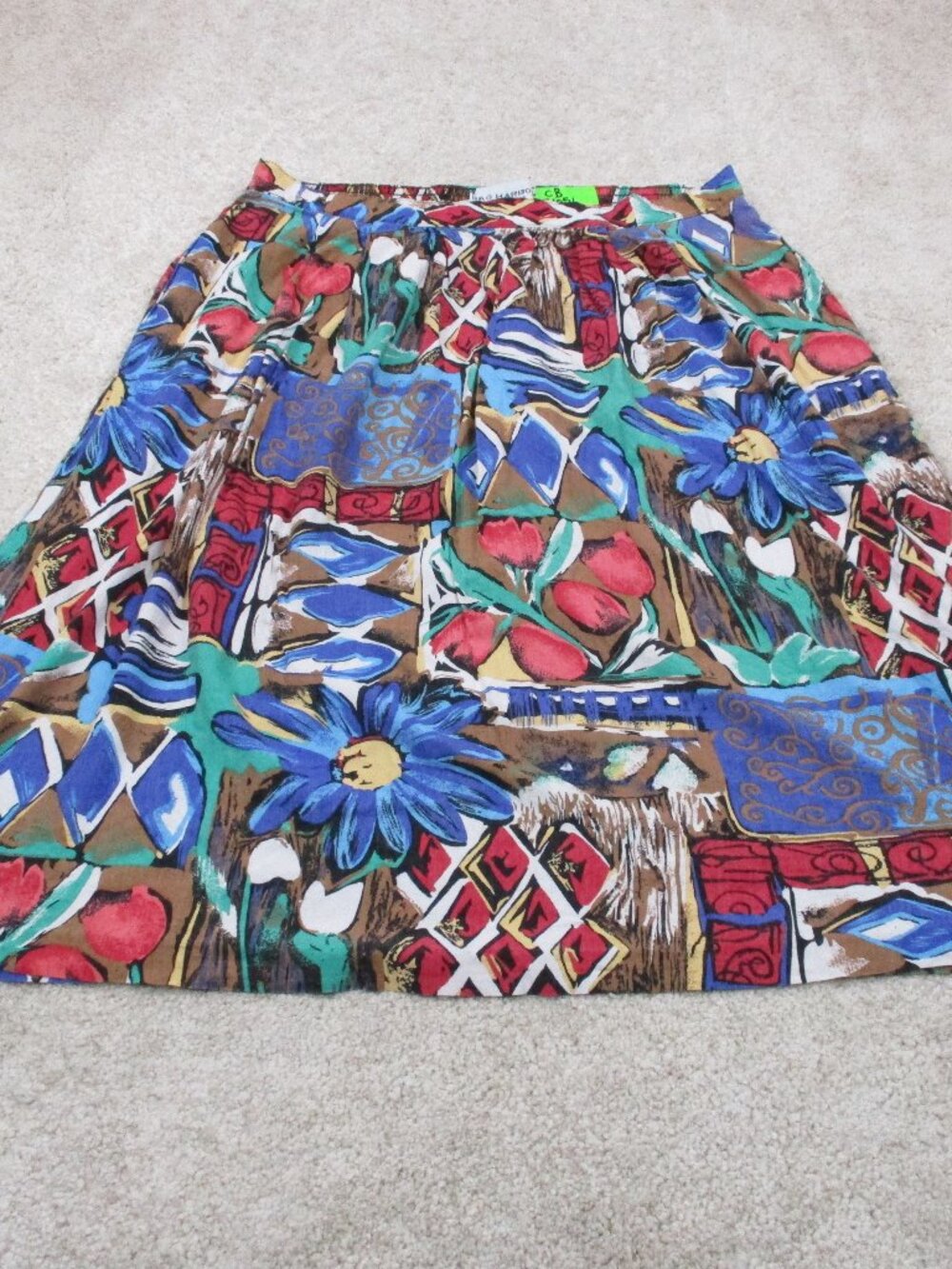 Vintage 90s Sag Harbor Abstract Floral Rayon Midi Skirt Womens 1X